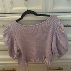 Endless Rose Purple Puff Sleeve Ribbed Blouse